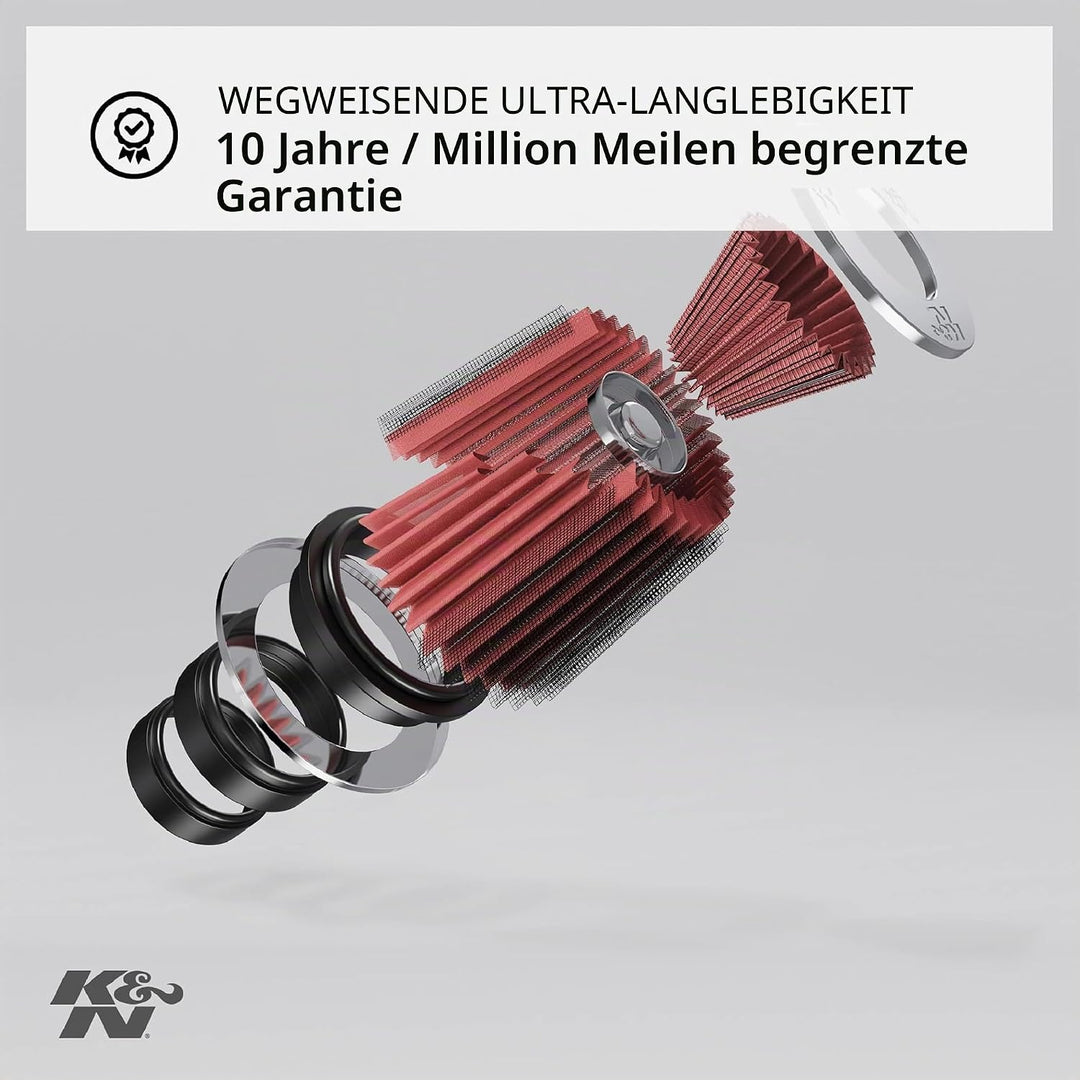 K&amp;N PL-1003 Motorrad Tauschluftfilter, Rot