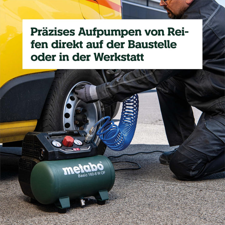 Metabo Kompressor Basic 160-6 W OF (Kessel 6 l, Max. Druck 8 bar, Ansaugleistung 160 l/min, Füllleis