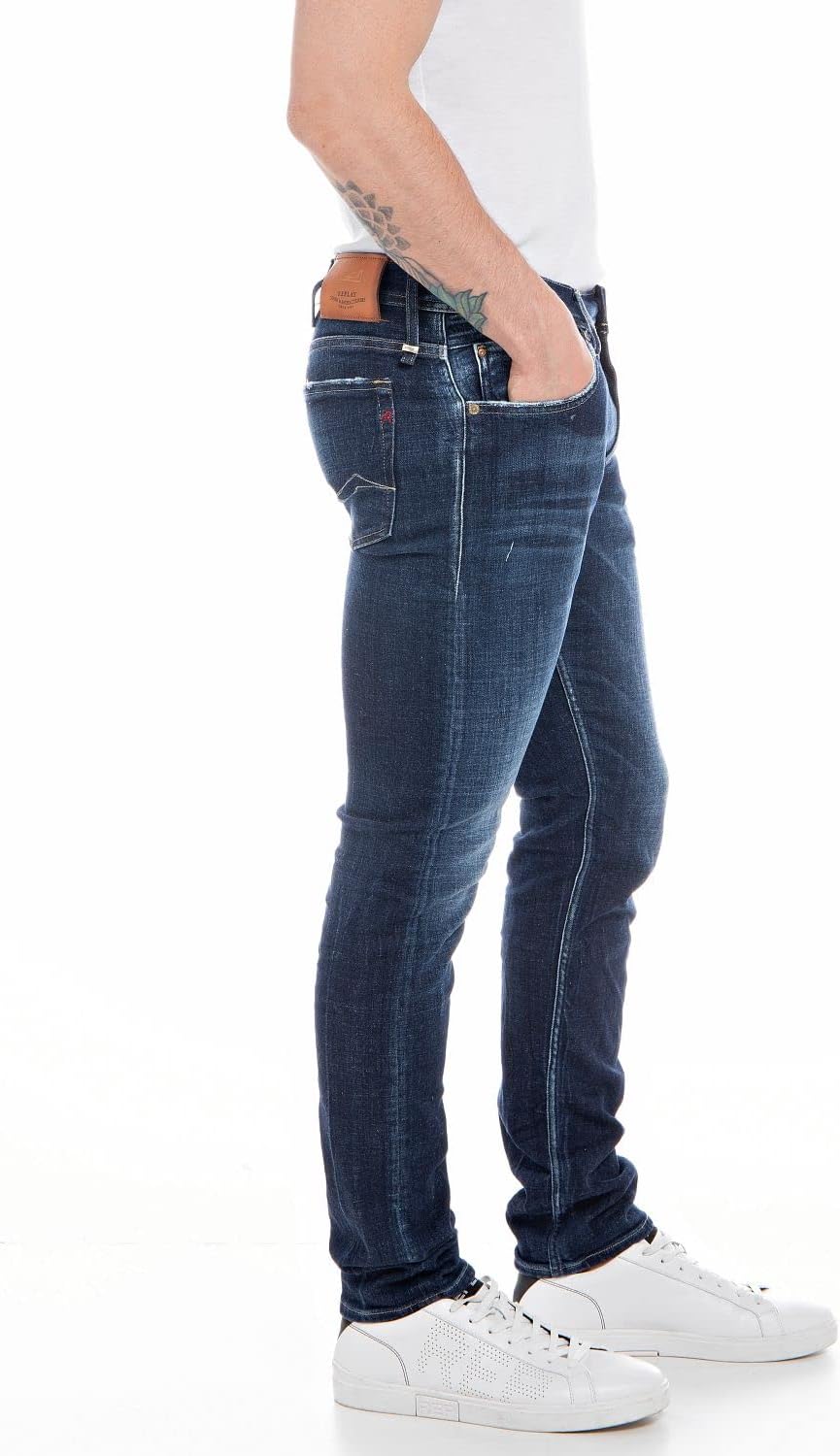 Replay Herren Jeans Jondrill Skinny-Fit Aged 40W / 34L Dark Blue 007-1, 40W / 34L Dark Blue 007-1