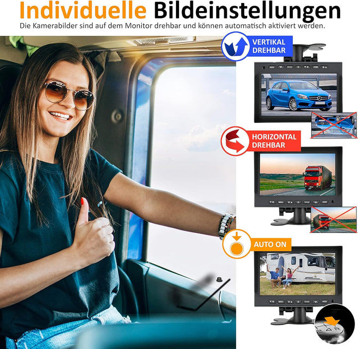 VSG24 13114 – 7“ Profi Transporter Rückfahrmonitor, TFT Monitor inkl. Zubehör, e-Zulassung, Distanzl