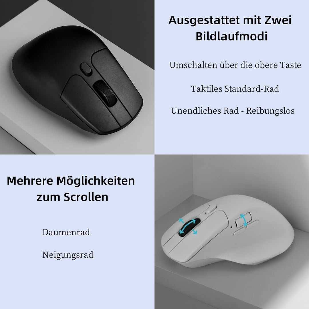 Keychron M6 Wireless Bluetooth/2.4 GHz/Kabelgebundene Optische Maus,1000Hz Leichtgewicht 78g Program