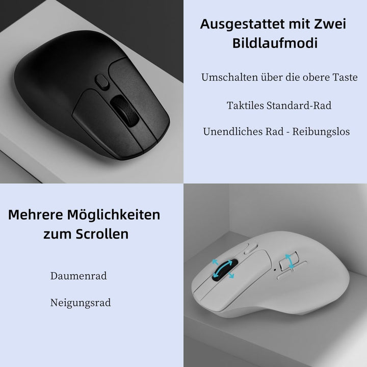 Keychron M6 Wireless Bluetooth/2.4 GHz/Kabelgebundene Optische Maus,1000Hz Leichtgewicht 78g Program