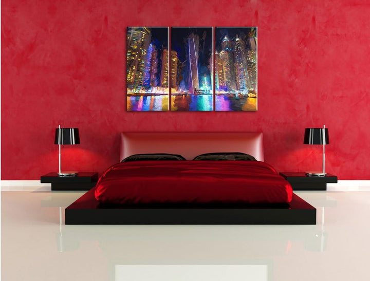 Pixxprint Dubai Burj al Arab als Leinwandbild/Grösse: 3 Teilig (120x80) cm/Wandbild/Kunstdruck/ferti