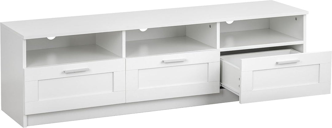 Baroni Home TV-Schrank mit 3 Regalen und 3 Schubladen, Loch für Kabeldurchführung aus MDF, TV-Konsol