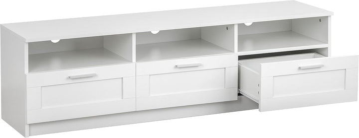 Baroni Home TV-Schrank mit 3 Regalen und 3 Schubladen, Loch für Kabeldurchführung aus MDF, TV-Konsol
