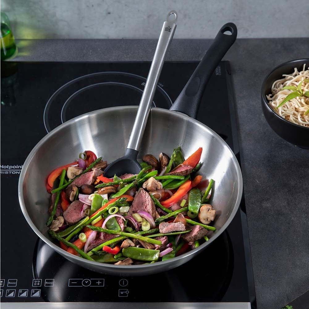 BK Cookware Bold Edelstahl-Wokpfanne, 28 cm, induktionsgeeignet, satiniert, Stay Cool-Griff, spülmas
