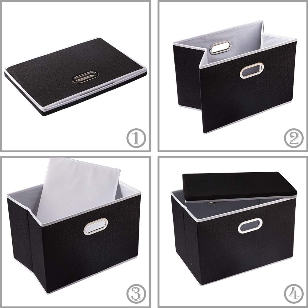 PRANDOM Grosse faltbare Aufbewahrungsboxen mit Deckel [3er-Pack] Leinenstoff faltbare Aufbewahrungsb