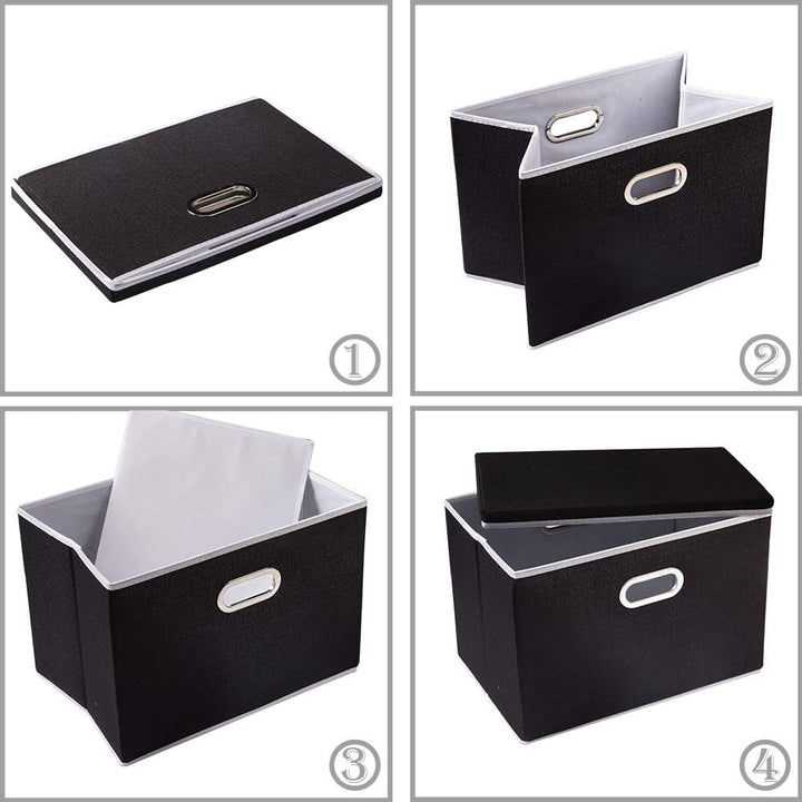 PRANDOM Grosse faltbare Aufbewahrungsboxen mit Deckel [3er-Pack] Leinenstoff faltbare Aufbewahrungsb