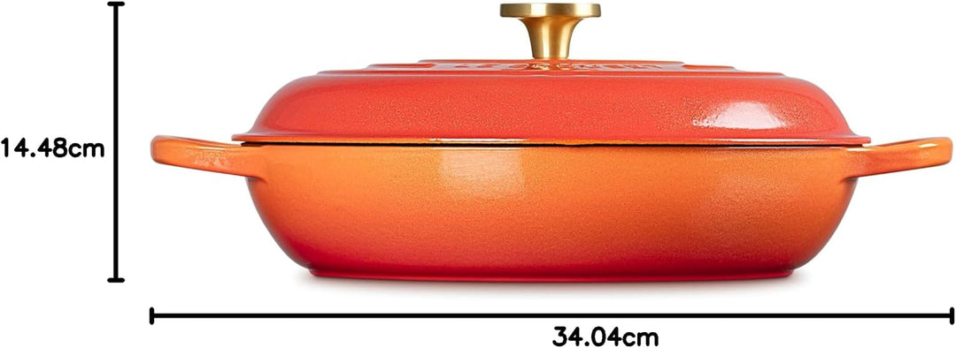 Le Creuset Flamme Dorée Flache Kasserolle, 32 cm Volcanic 4.7 Liter, Volcanic 4.7 Liter