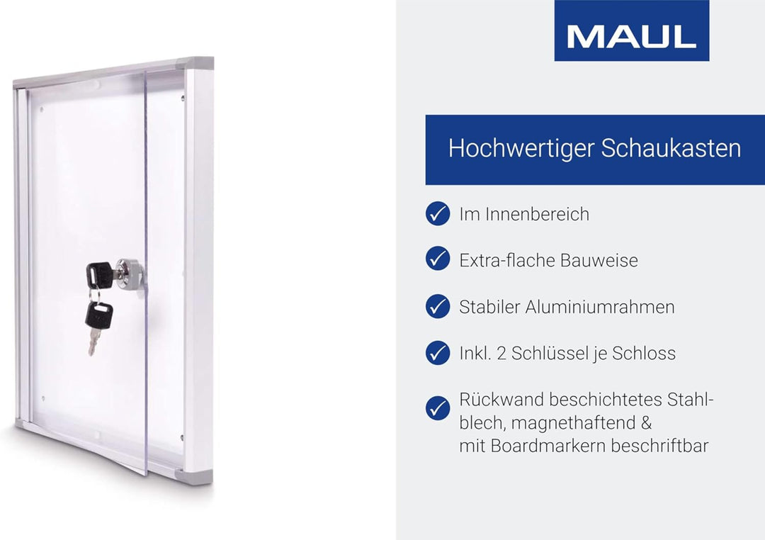 MAUL Schaukasten A4 MAULextraslim | Schaukasten Vitrine mit 4 x DIN A4 Seiten | Infotafel mit Alumin
