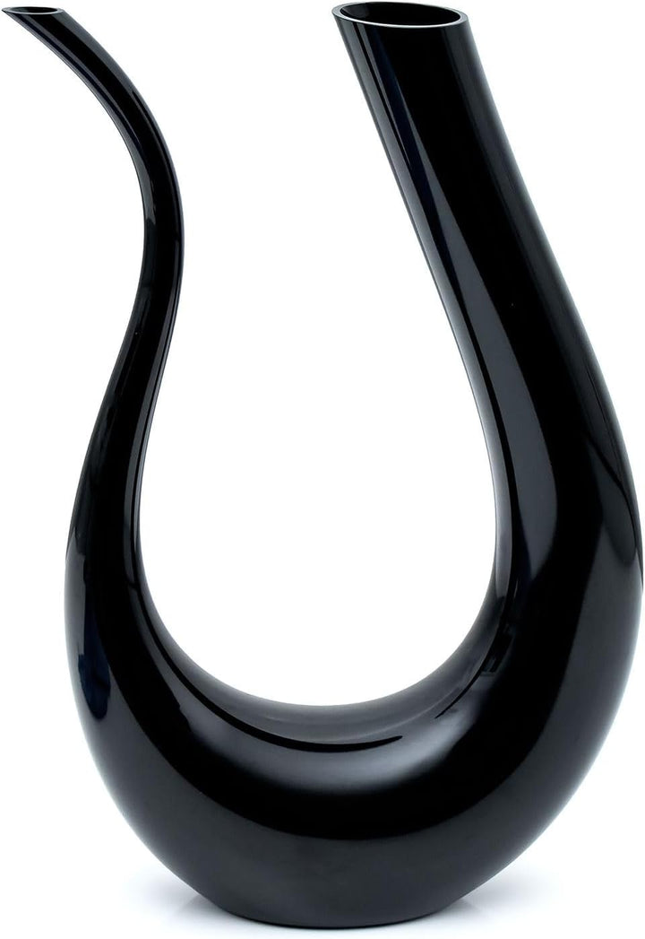 Intirilife Wein Dekanter in U-Form aus Glas in Schwarz -750 ml- Weinkaraffe, Rotwein Dekantierer, We