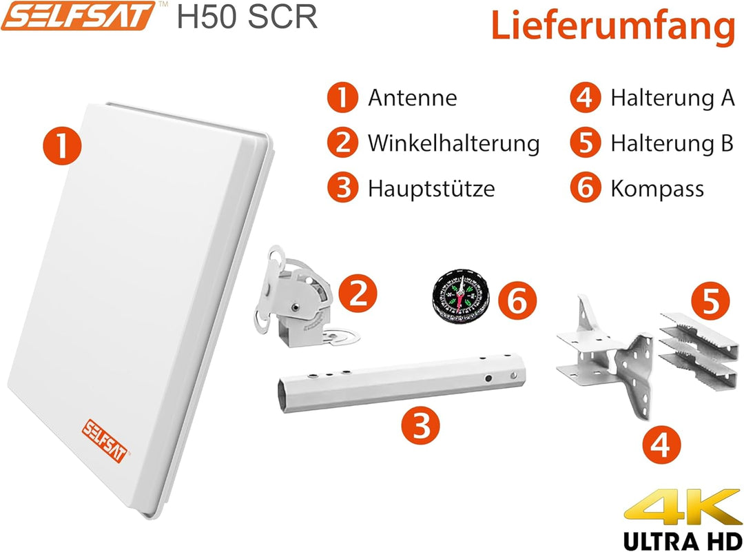 Selfsat H50SCR + Unicable Antenne incl. 2 Legacy Ausgängen 6 Teilnehmer