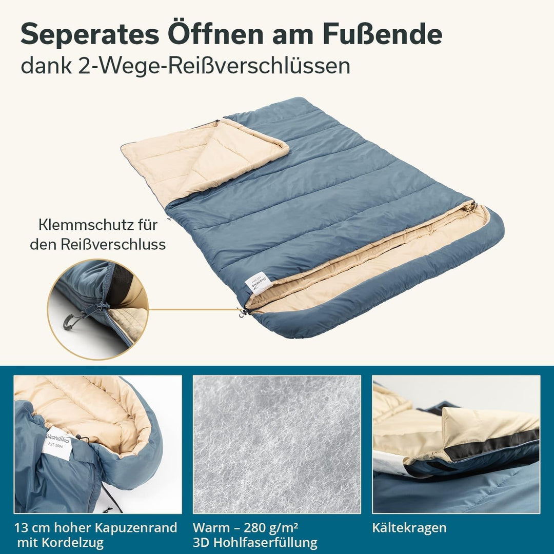 Skandika Schlafsack Oppdal| Deckenschlafsack für Erwachsene, 3 Jahreszeiten, Kompakt, leicht, rechte