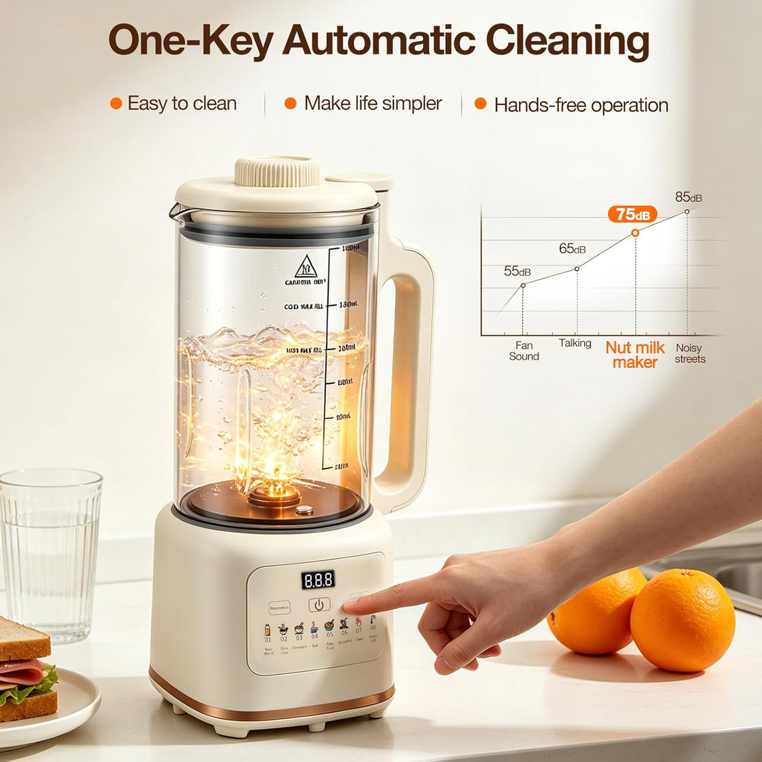 10 in 1 Nussmilchmaschine, 1800ML Pflanzenmilchbereiter & Sojamilchmaschine, Touch Display, Warmhalt