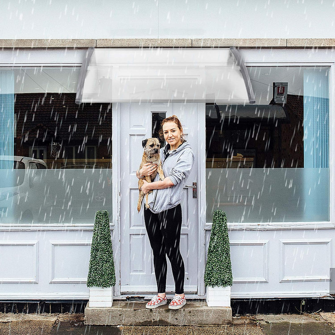 NAIZY 200 x 100cm Vordach für Haustür Pultbogenvordach Überdachung Haustür aus Polycarbonat und Alum