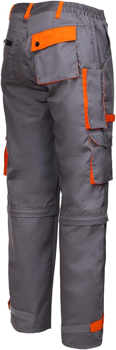 Stenso Desman Herren Bundhosen Cargohose und kurzen Arbeitshosen 2 in 1 - Grau/Orange 56, 56