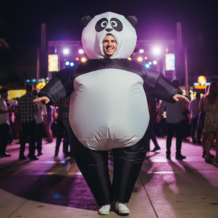 Aufblasbare Panda Verkleidung | Ungewöhnliches Kostüm in Erwachsenengrösse | Premium Qualität | Aus
