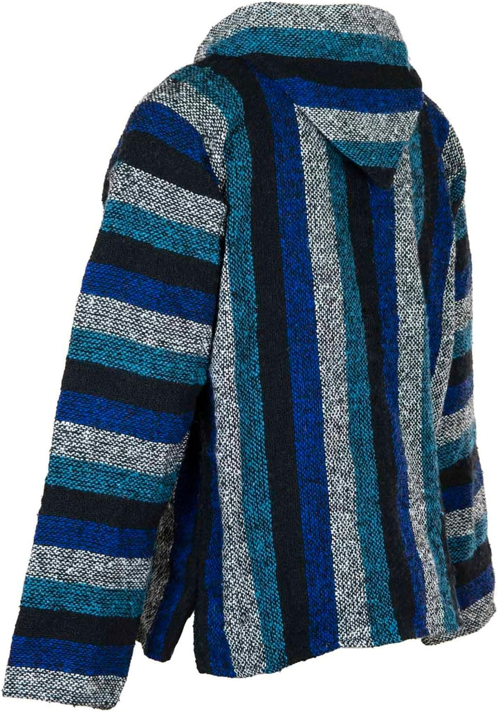 Siesta Baja Hoodie – Mexikanischer Jerga Hippie Pulli Kapuzenpullover für Herren und Damen M Kühles