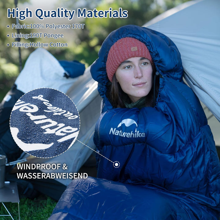 Naturehike Ultraleichter Mumienschlafsack – 300 g Erwachsene für Outdoor-Camping, 3–4 Jahreszeiten,