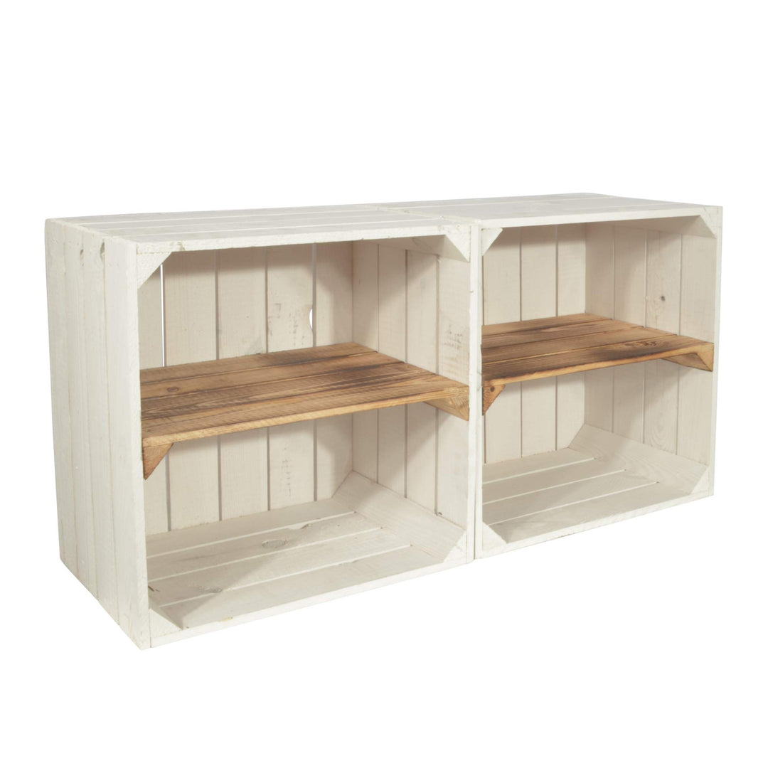2 Set Weinregal Wino aus Holz - Weiss Geflammt 1x Regal Holzkiste 2 1x Geflammt Regal, 2 1x Geflammt
