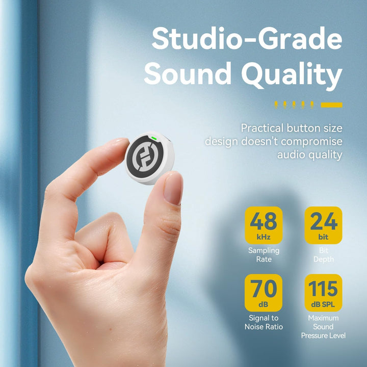 Hollyland Lark M2 Wireless Lavalier Mikrofon für iPhone Lightning MFi-Zertifiziert, 48kHz/24 bit Hi-