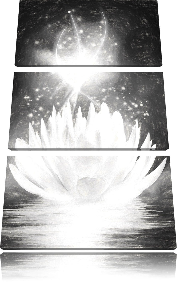Pixxprint abstrakte Seerose Kunst als Leinwandbild/Grösse: 3 Teilig (120x80) cm/Wandbild/Kunstdruck/