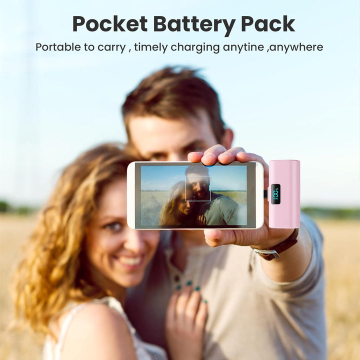 Mini Powerbank 5200mAh, Klein Power Bank USB C PD Externer Akku, Compact LCD Digitalanzeige Akkupack