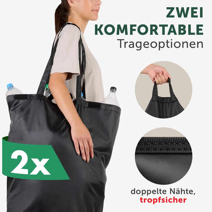 Blumtal Pflandflaschen Sammelbehälter 150L mit 2 Fächern - Bambus Pfandflaschen Organizer mit Flasch