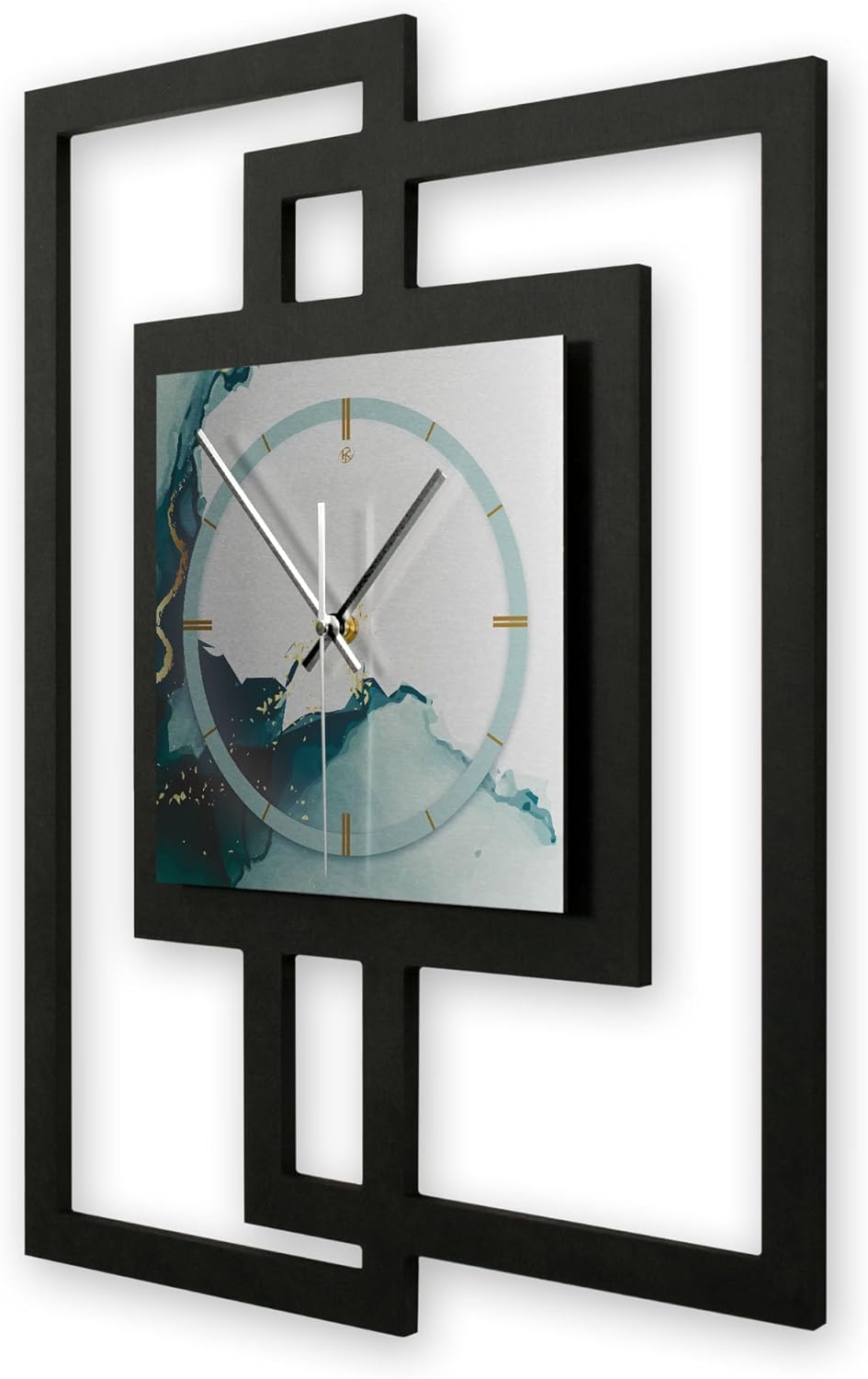 Kreative Feder Designer-WANDUHR „Turquoise“ in modernem Metallic-Look ohne Tickgeräusche (Funk/Quarz