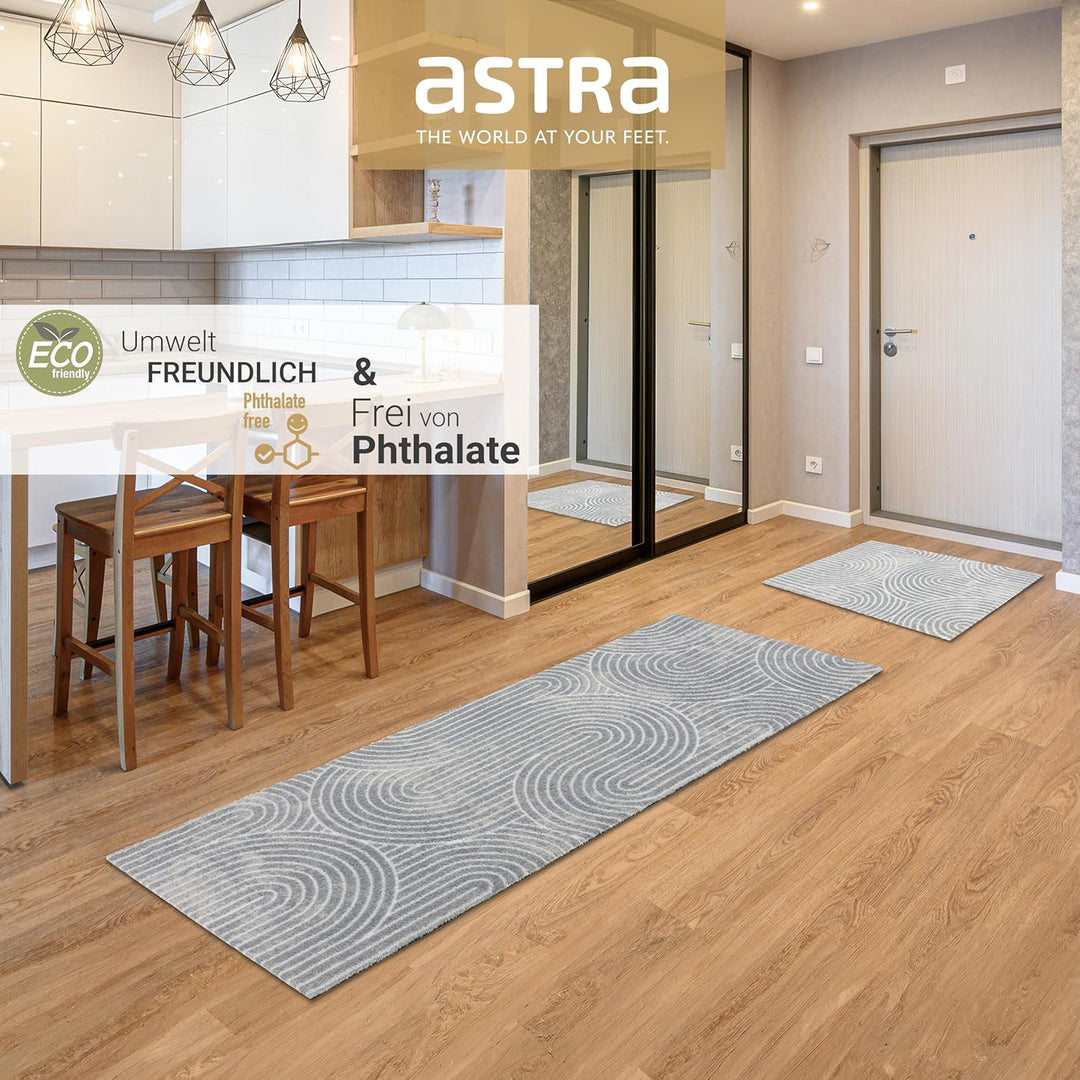Astra rutschfeste Sauberlaufmatte innen - Kringel hellgrau 50 x 70 cm - Wohnraum Fussmatte Design -