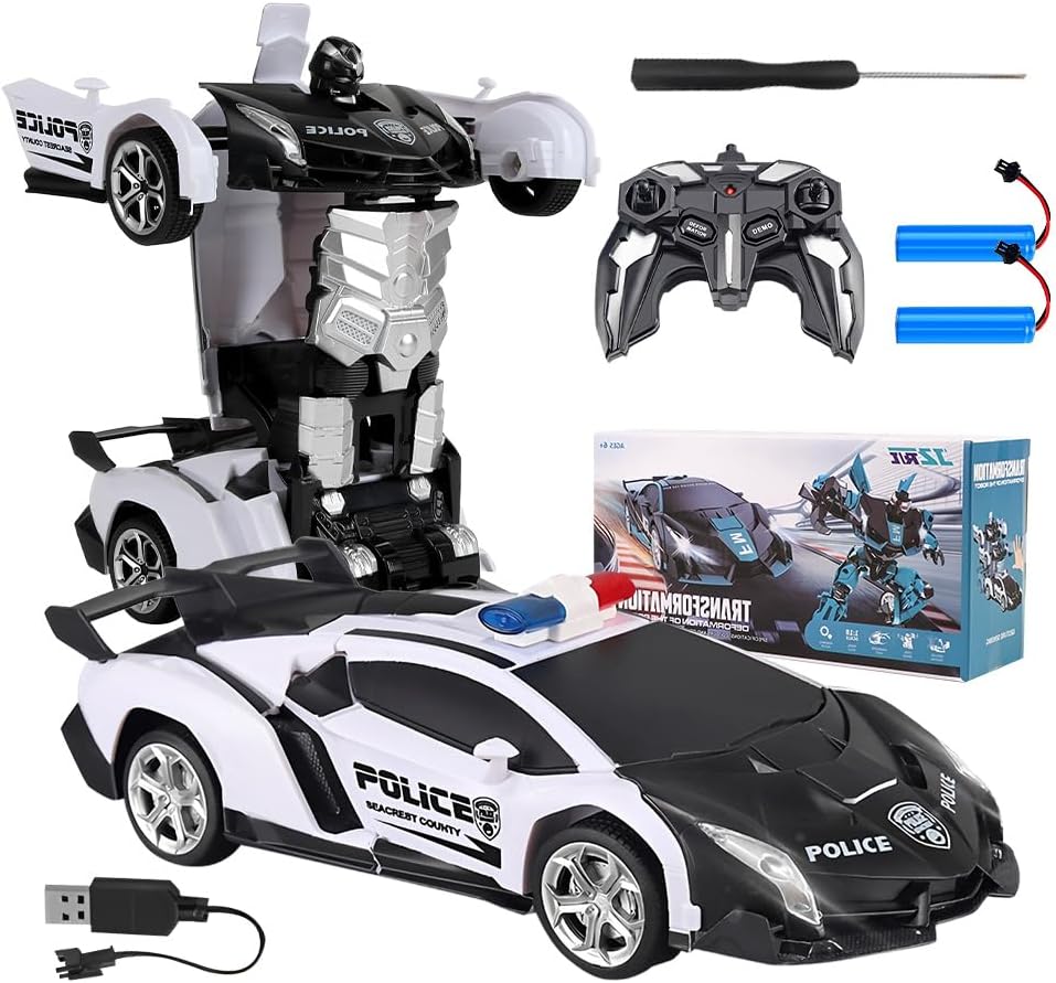 2 in 1 Transformator Ferngesteuertes Auto,1:18 Transformator Spielzeug,RC Auto Transform Roboter Spi