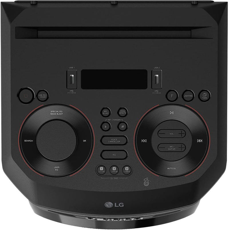 LG XBOOM RNC5, 2-Wege-Soundsystem mit 3 Lautsprechern (Karaoke- & DJ-Funktionen, Beleuchtung), Schwa