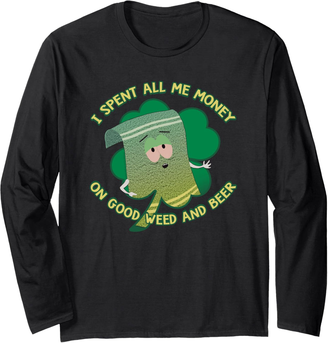South Park St Patrick's Day Towelie Spent Money Langarmshirt