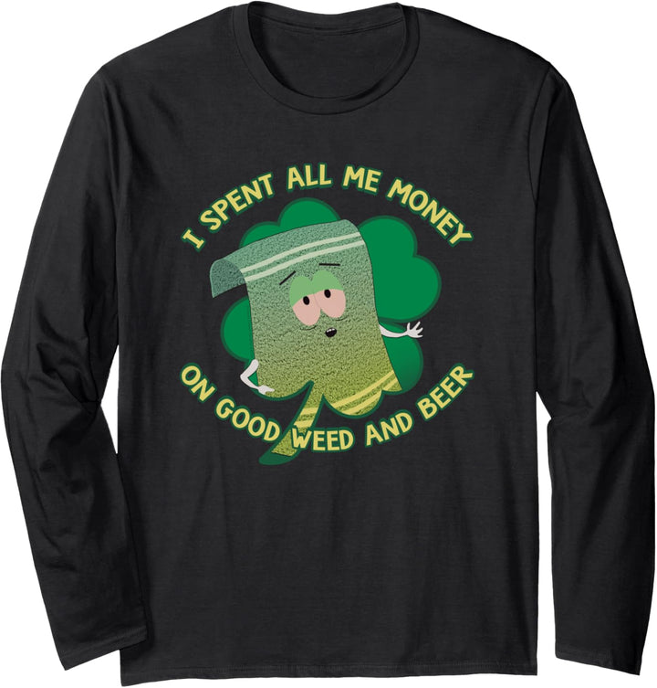 South Park St Patrick's Day Towelie Spent Money Langarmshirt