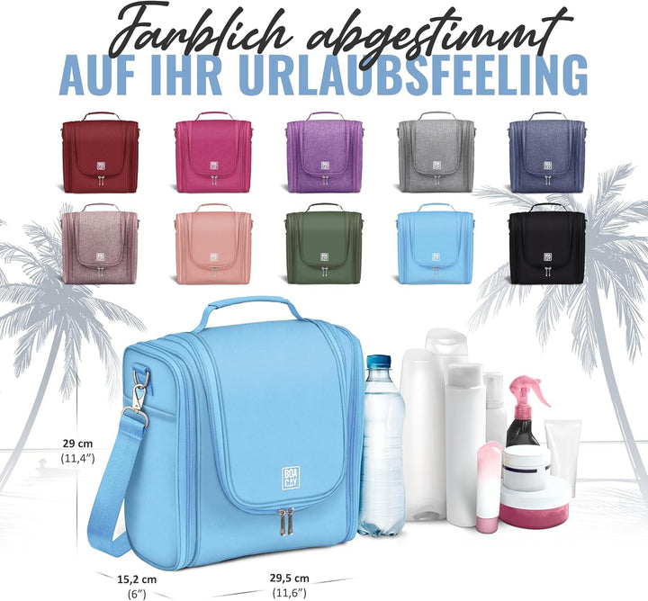 BOACAY Extra Grosse Kulturbeutel für Damen, Herren, Kinder, Kulturtasche mit Henkel, Reise Kosmetikt