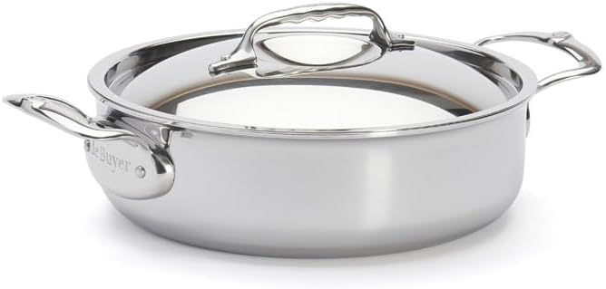 DE BUYER, Edelstahl, Silber, 24 cm, 2 Bratentopf mit Deckel, 19 x 23.9 x 7.6 cm, 19 x 23.9 x 7.6 cm