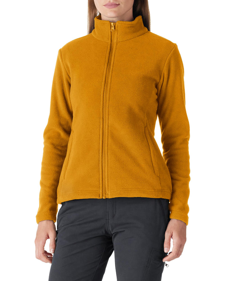 Outdoor Ventures Damen Fleecejacke mit Durchgehendem Reissverschluss Stehkragen Frauen Leichte Fleec