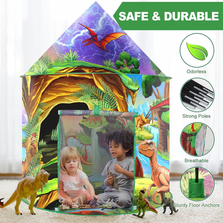 Dinosaurier Kinderzelt Spielzelt Für Jungen Und Mädchen Pop-Up Zelt Für Drinnen &amp; Draussen,Faltbares