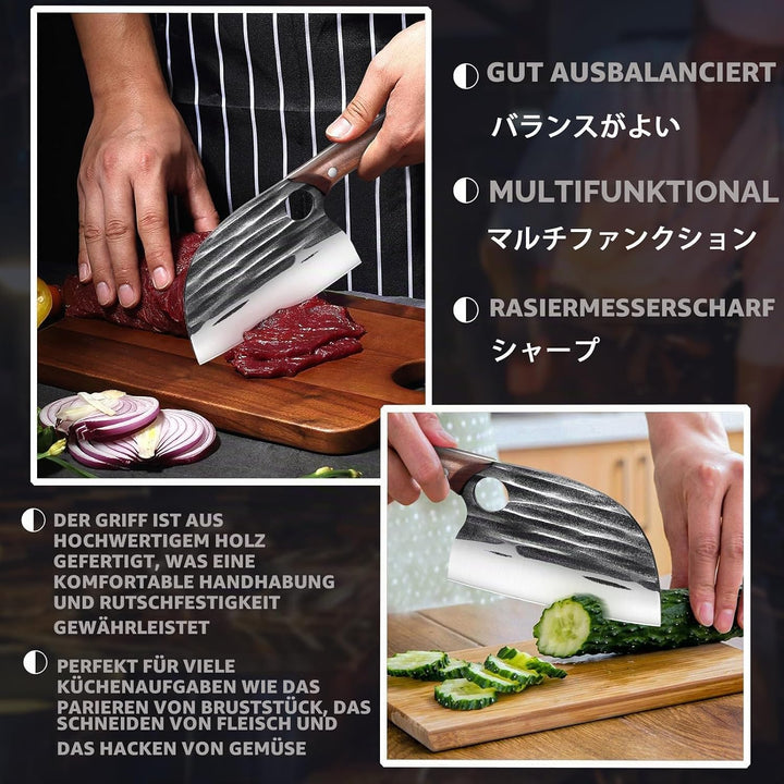Golden Bird Hackmesser Japanisches Messer zum Schneiden von Fleisch geschmiedetes Metzgermesser mit