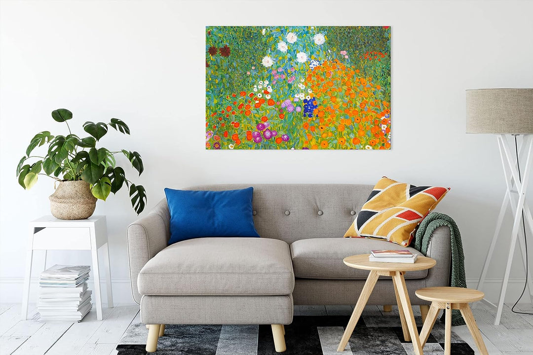Gustav Klimt - Bauerngarten als Leinwandbild / Grösse: 120x80 cm / Wandbild / Kunstdruck / fertig be