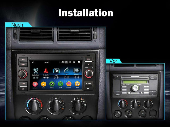 Erisin Android 14 Acht-Kern Autoradio 4GB+64GB Für Ford Focus C-Max S-Max Galaxy Kuga Fiesta Transit