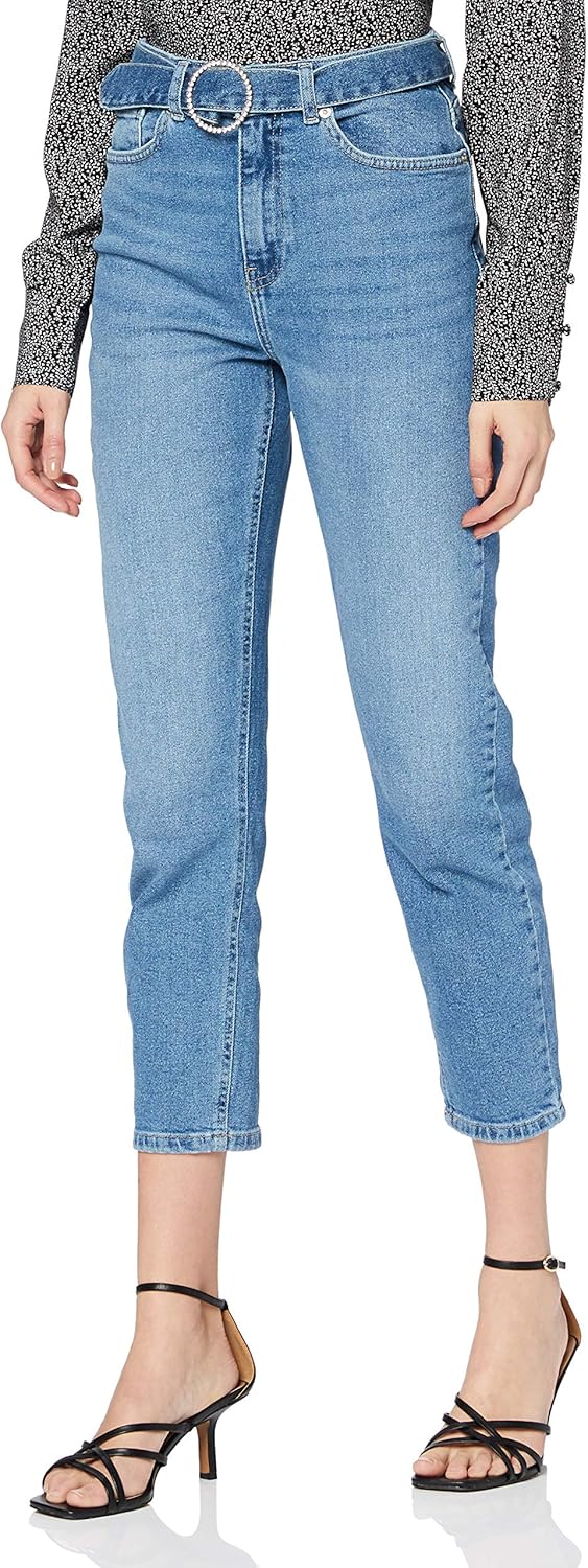 ONLY Damen Onlemily Life Hw Ankle Rs Belt DNM Bj Jeans 28W / 32L Medium Blue Denim, 28W / 32L Medium