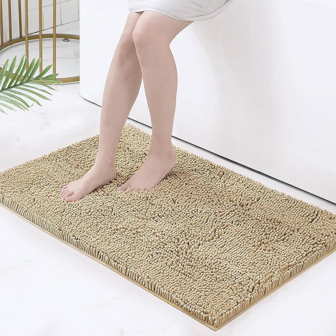 Homaxy rutschfeste Badematte Chenille Badezimmerteppich Mikrofaser Badteppich Saugfähige Hochflor Ba