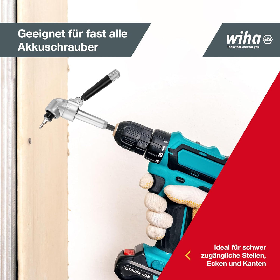Wiha Hochleistungs-Winkelschrauber mit Schnellwechselhalter mit um 105° abgewinkeltem Kopf, 1/4 mm,