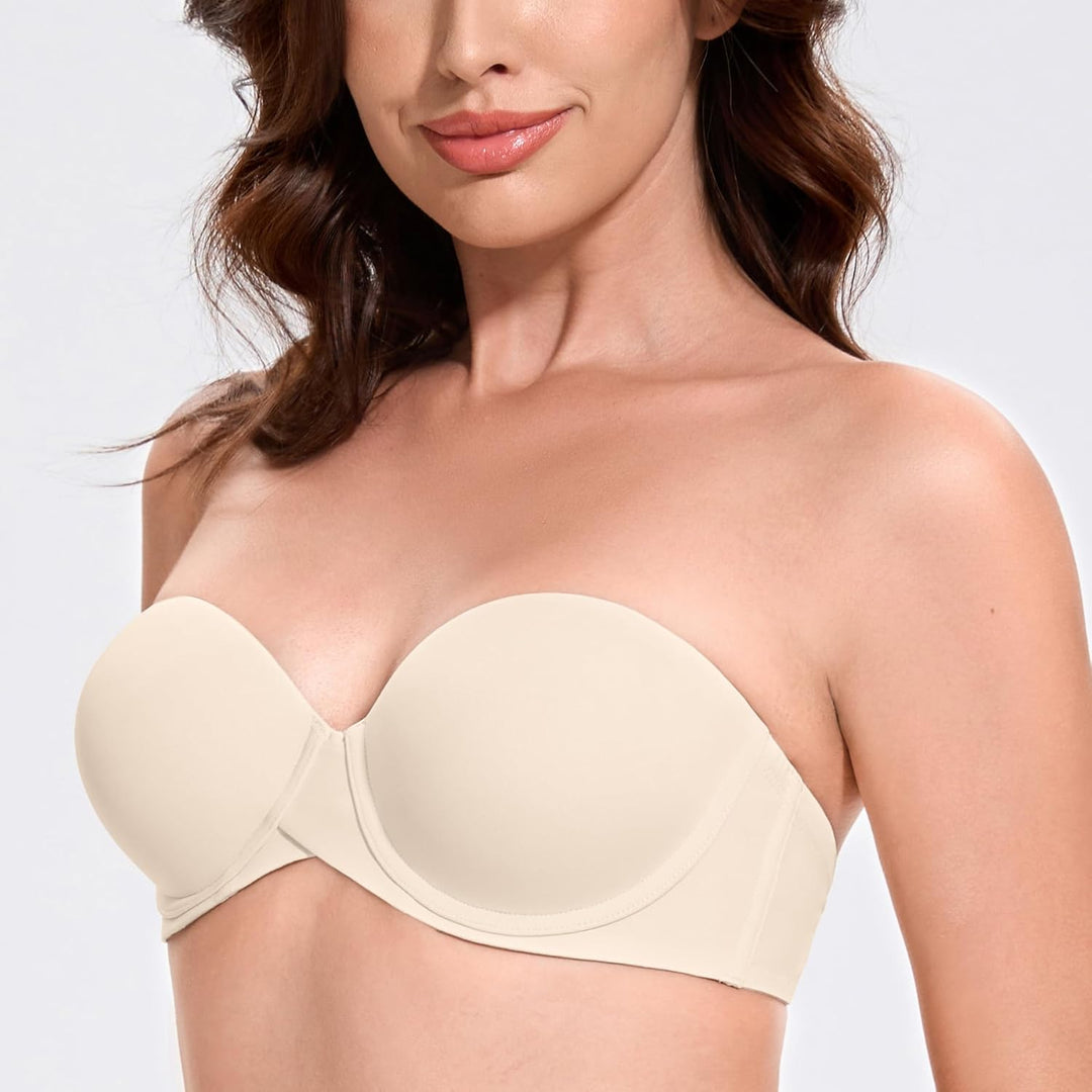 MELENECA Damen Push-Up Trägerlos BH - Bügel BH mit geformte Cups 85B Sanddollar, 85B Sanddollar