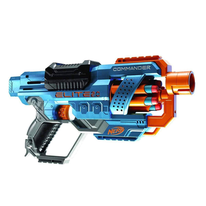 NERF Elite 2.0 Commander RD-6 Blaster, 12 Darts, 6-Dart Rotationstrommel, Tactical Rail Steckschiene