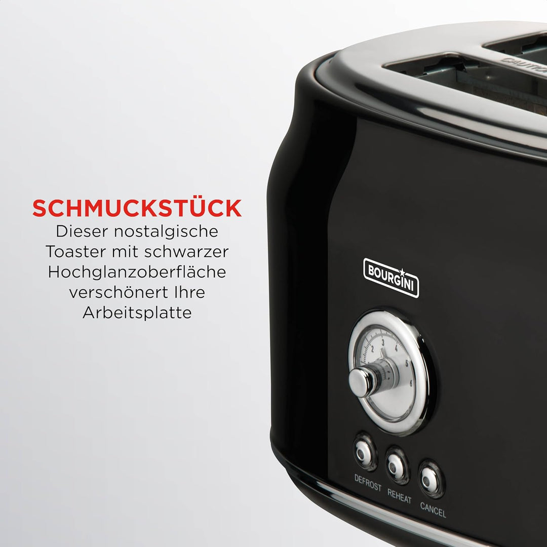 Bourgini Retro 2 Double Slot Toaster 815w One Size