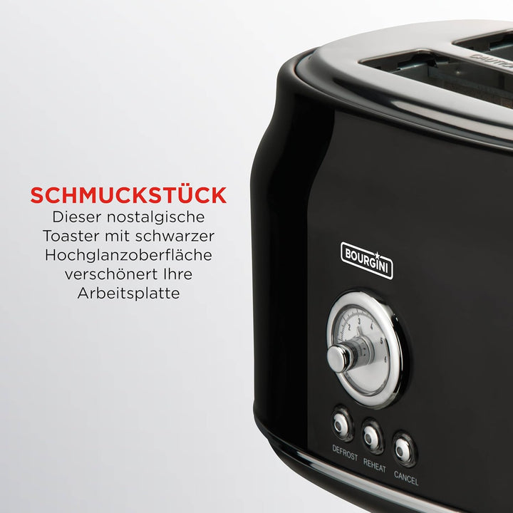 Bourgini Retro 2 Double Slot Toaster 815w One Size
