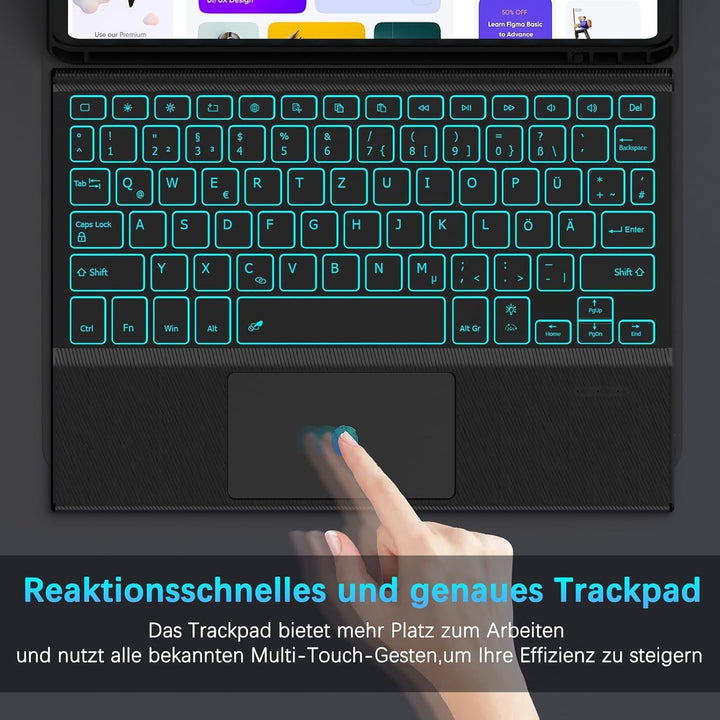 Bluetooth Tastatur Hülle mit Trackpad für Lenovo Tab K11 Plus 11,5 Zoll, Kabellose Abnehmbare Tastat