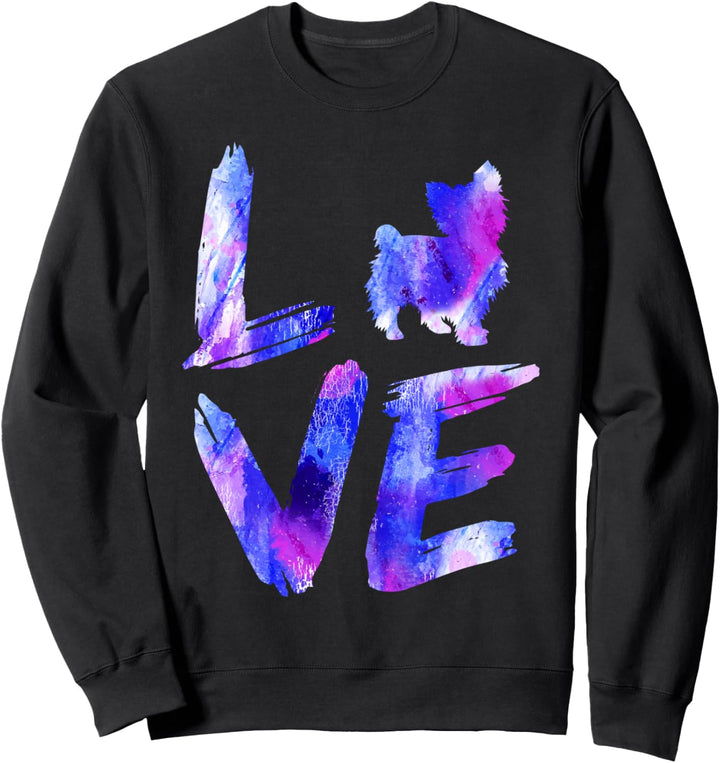 Love Biewer Terrier Aquarell Blau Hund Mama Papa Sweatshirt